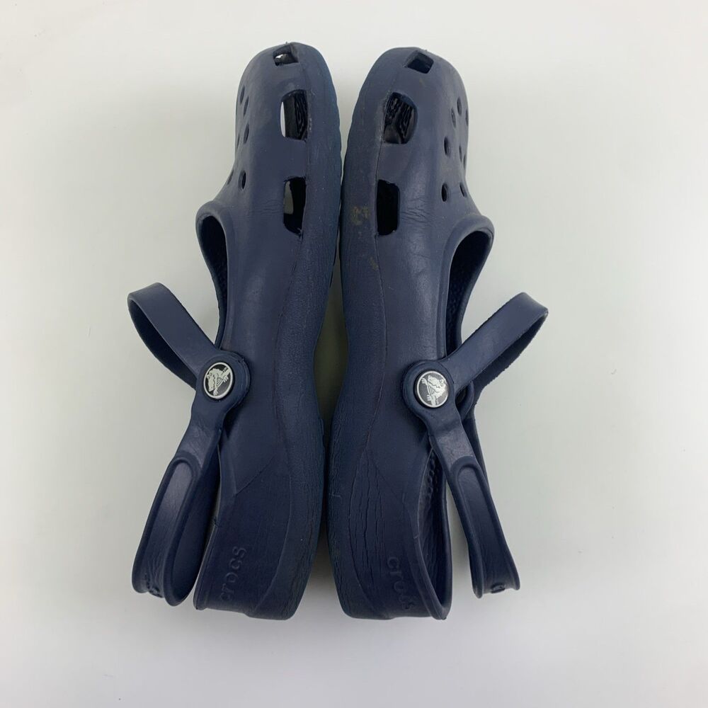 Crocs Shayna Mary Jane Slingback Navy Blue Round Toe Comfort Clog Slip Womens 8 - Picture 11 of 15